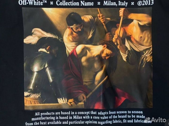 Худи off white caravaggio черное с принтом