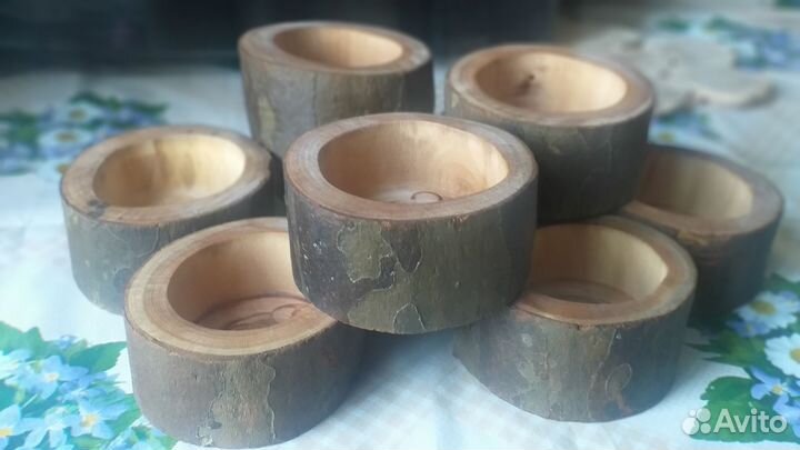 Подсвечники С корой из натурального дерева