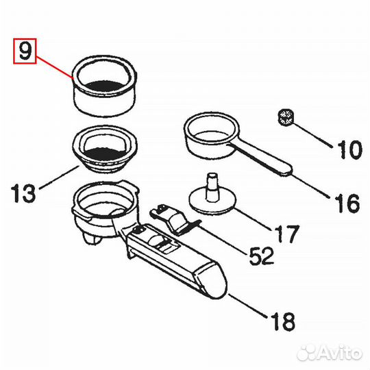 Фильтр в рожок кофеварки Delonghi ес на 2 чашки