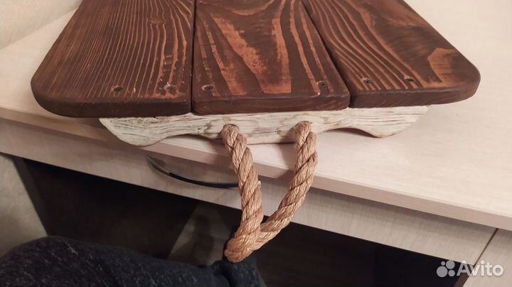 Поднос деревянный с канатными ручками