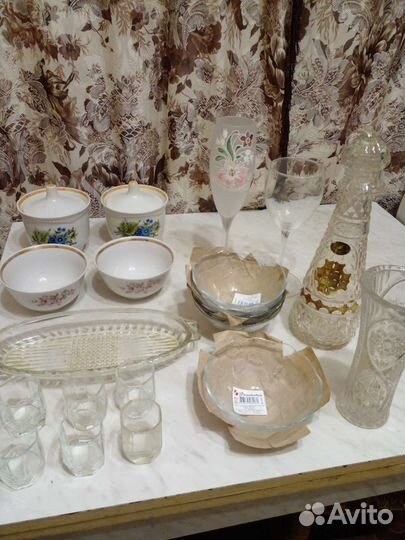 Посуда.Салатница.Подстаканник.Селёдочница.Графин