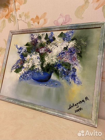 Картина маслом сирень