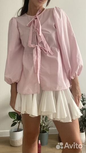 Рубашка блузка женская розовая на завязках 44 46