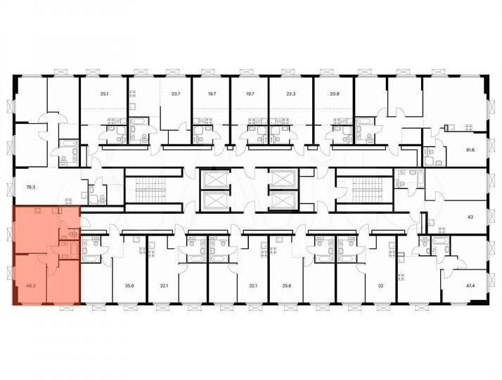 2-к. квартира, 48,3 м², 21/25 эт.