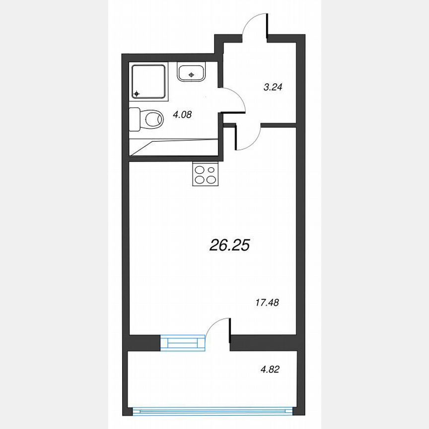 Квартира-студия, 29,6 м², 18/22 эт.