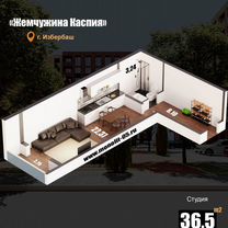 Квартира-студия, 36,5 м², 2/12 эт.