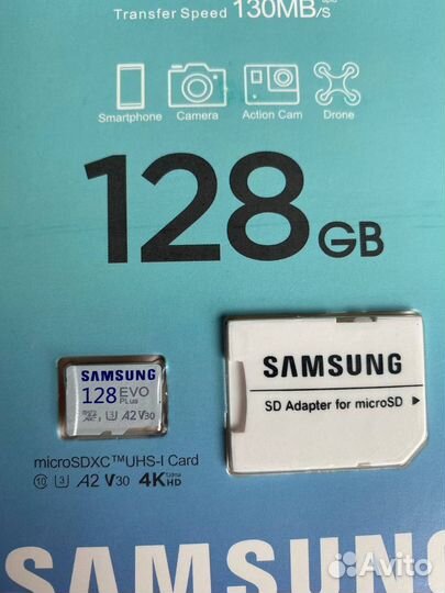 Карта памяти MicroSD Samsung EVO Plus 128 Gb