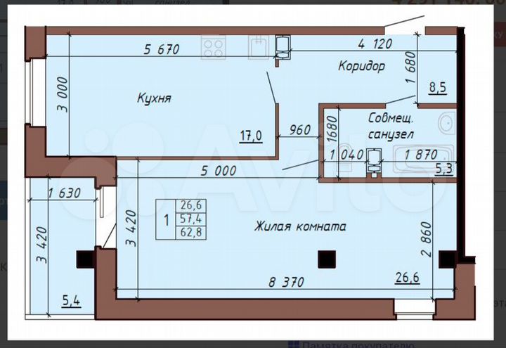 3-к. квартира, 62,8 м², 8/9 эт.