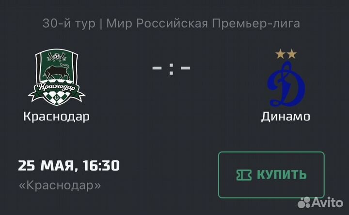 Билеты краснодар динамо