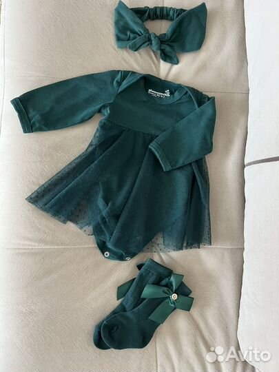 Комплект детский (платье-боди, повязка, гольфы)