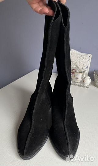 Сапоги казаки натуральная замша демисезон