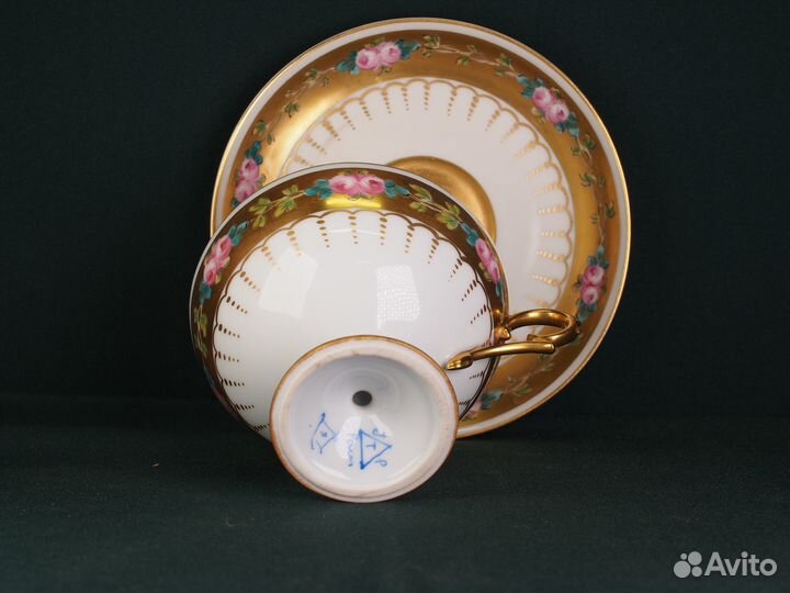 Коллекционная чайная пара. Роспись. Франция