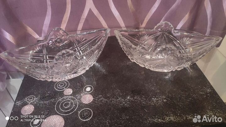 Хрустальный салатник (Лодочка) СССР