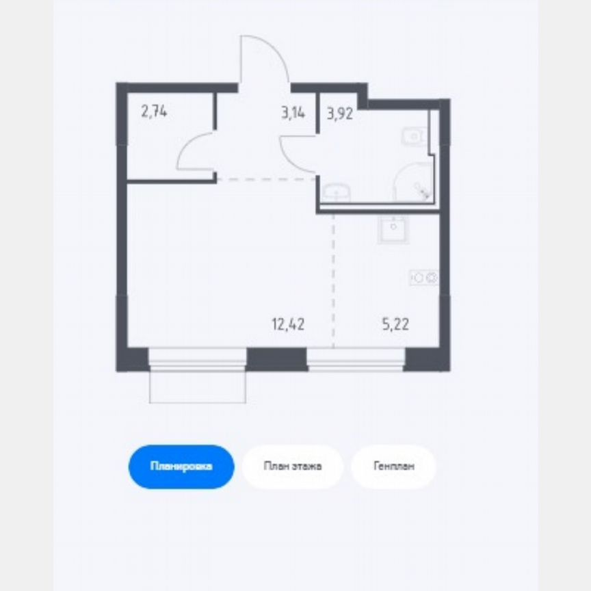 Квартира-студия, 27,4 м², 12/13 эт.