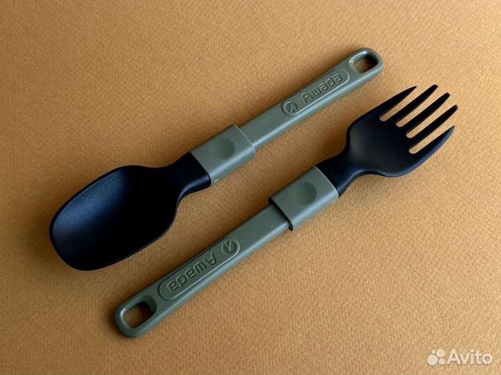 Ложка и вилка для еды туристические складные