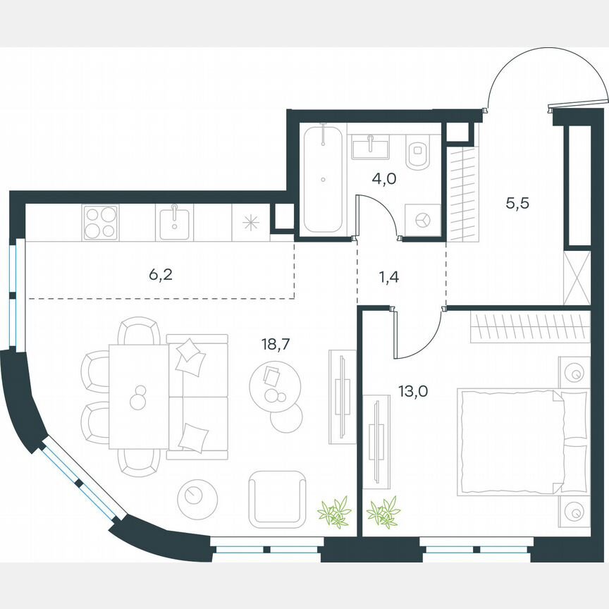 2-к. квартира, 48,8 м², 30/37 эт.