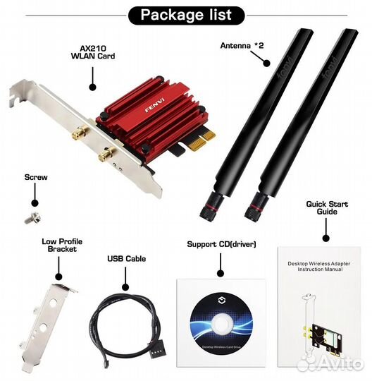 Wi-Fi адаптер с Blutetooth Fenvi PCE-AXE3000