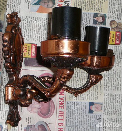 Бра двухрожковое электрическое без плафонов