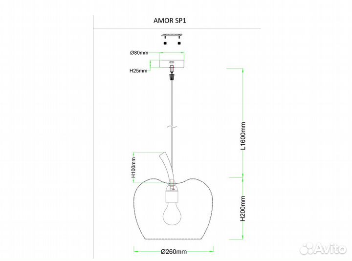 Светильник Crystal Lux amor SP1 light green