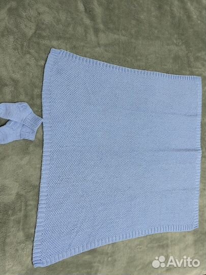 Детский плед ручная работа, голубой