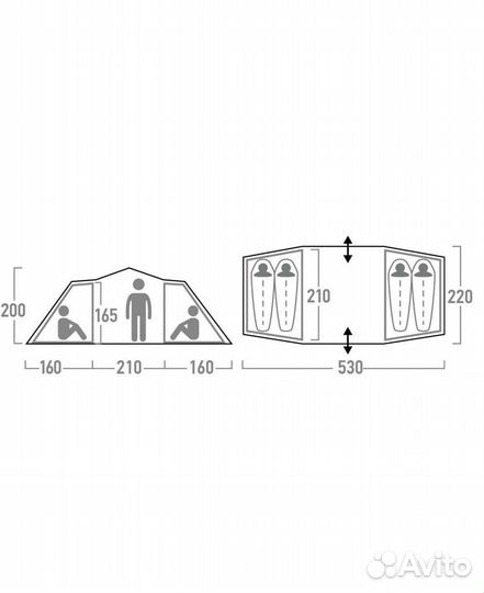 Палатка 4 местная outventure twin sky 4
