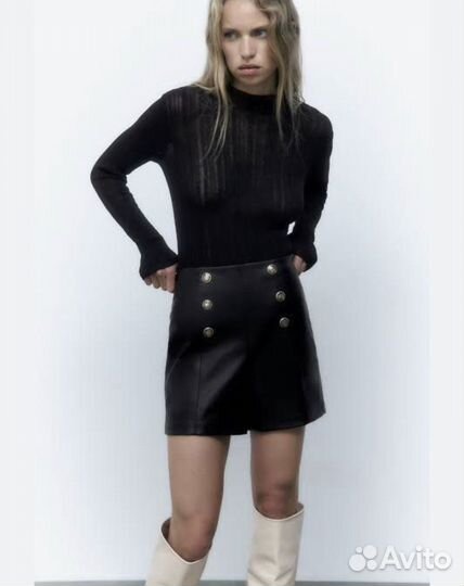 Кожаные шорты zara