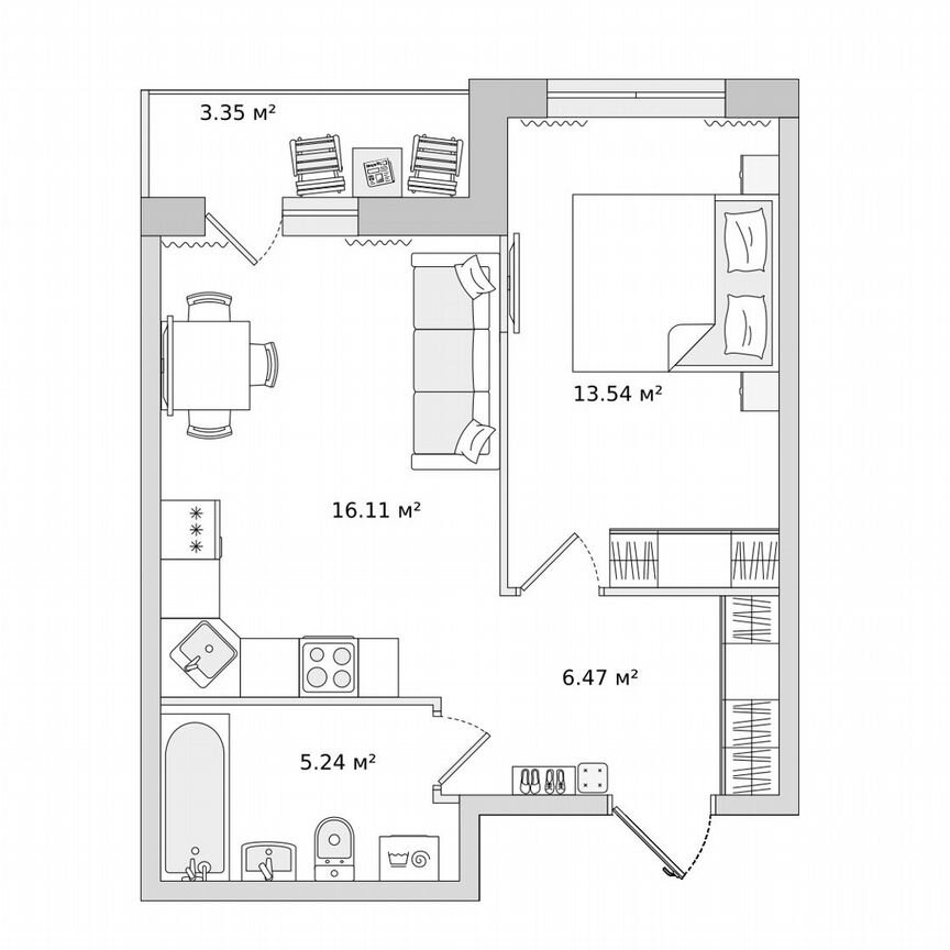 1-к. квартира, 41,4 м², 13/22 эт.