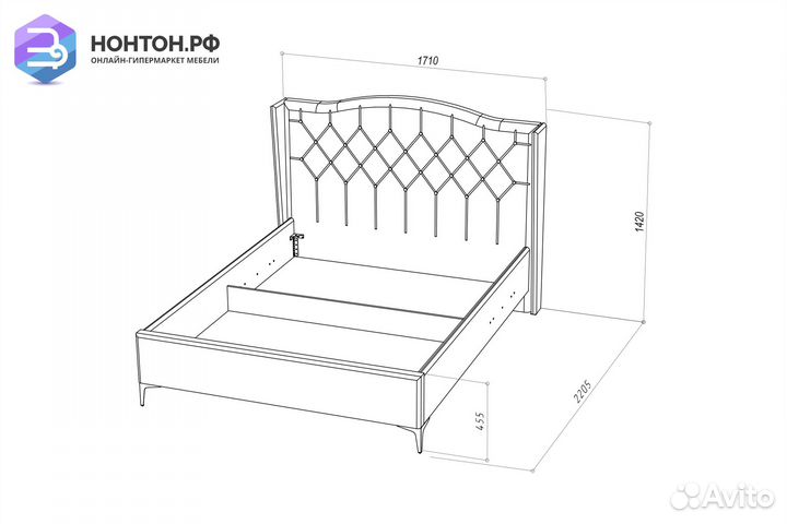 Кровать Флоренция велюр синий