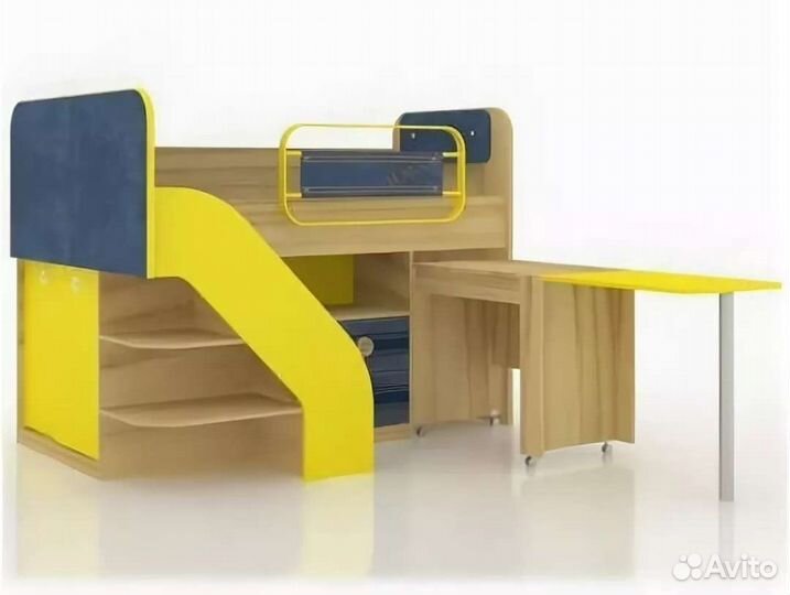 Кровать-чердак Джинс 507.140 сантана/джинс/желтый