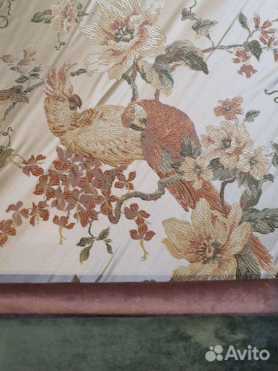 Ткань жаккард Попугаи коралл