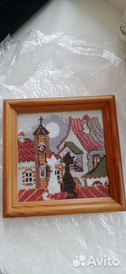 Картина с ручной вышивкой б/у