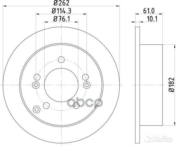 Диск тормозной задний 262x10,1 5 отв. с покры