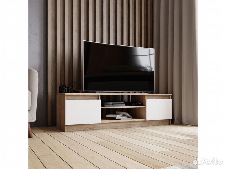 Тумба тв 140 см сонома/белый Доставка бесплатная
