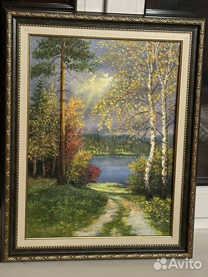 Картина маслом на холсте пейзаж осенний