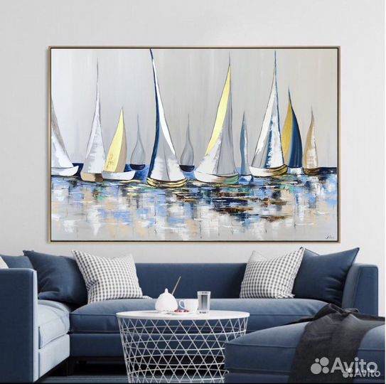 Картина маслом «Парусники», 80/120. В наличии