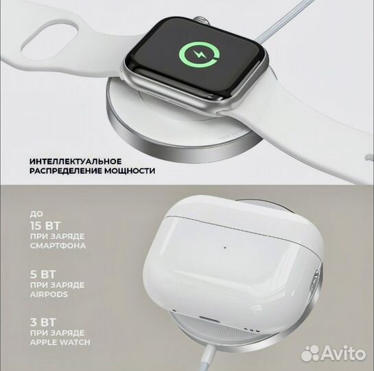 3в1 Беспроводное зу MagSafe iPhone AirPods Watch