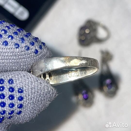 Комплект 925 проба два кольца и серьги СССР (сзр)