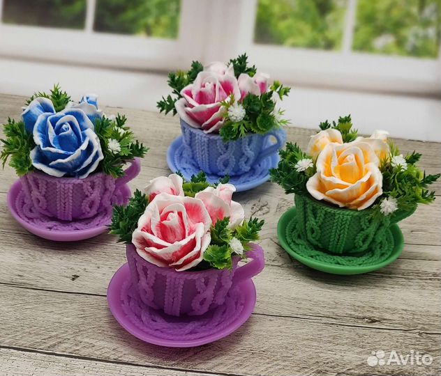 Мыло ручной работы Чайный сервиз с розами