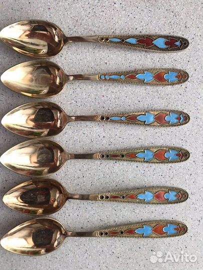 Чайные Ложки серебро 875 с позолотой