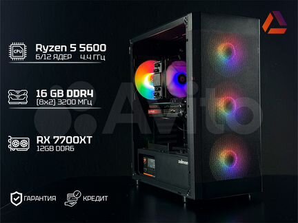 Игровой пк Ryzen 5600, RX 7700XT, DDR4 16GB, NVMe