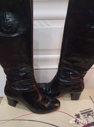 Сапоги Эконика лаковые черные