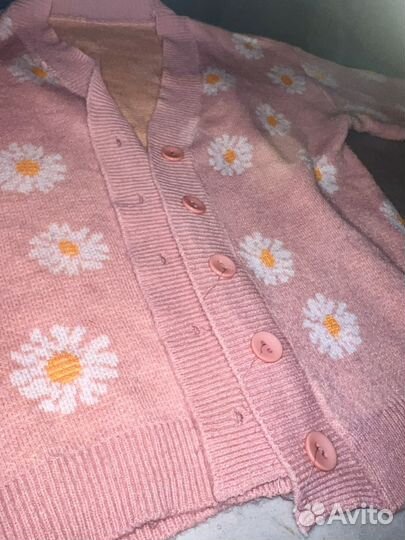 Кардиган розовый с цветами