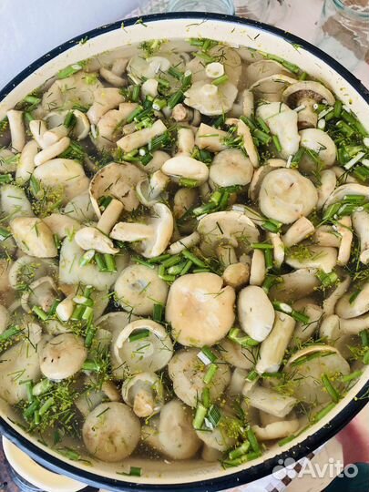 Грибы лисички маринованные, грузди соленые