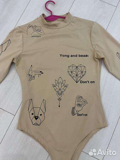 Бежевый боди размер S-M
