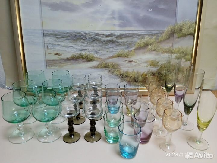 Фужеры рюмки Цветное Стекло СССР