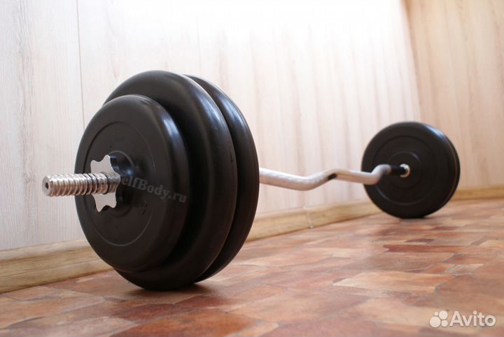 Штанга с w-грифом (диски 4x10, 2x5). Бесплатная до