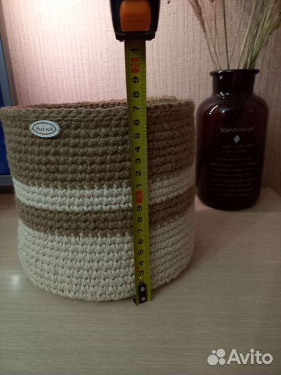 Корзина - кашпо из хлопка и джута