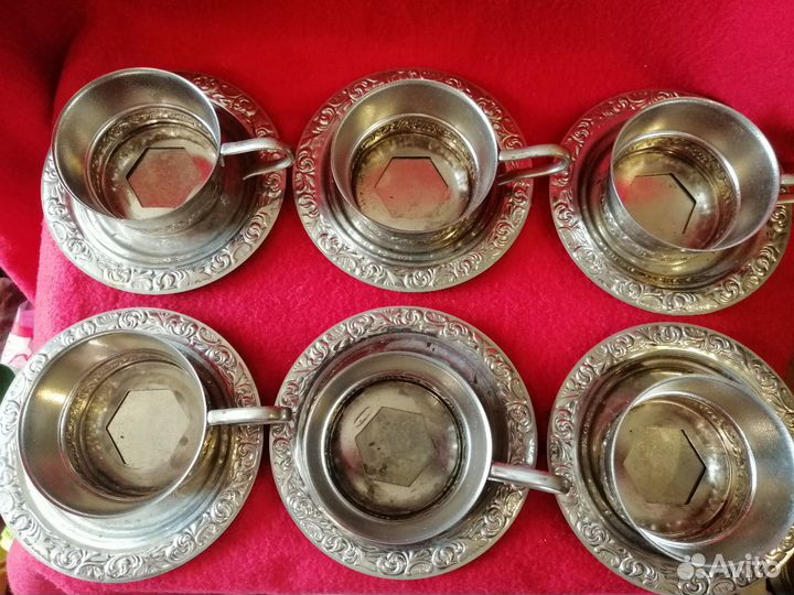 Набор СССР подстаканников с блюдами