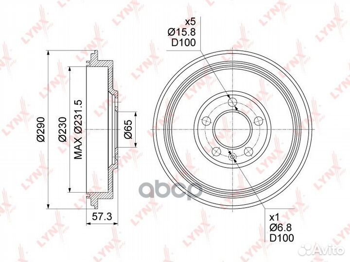 Барабан торм. 230x39 5 отв. BM-1156 lynxauto