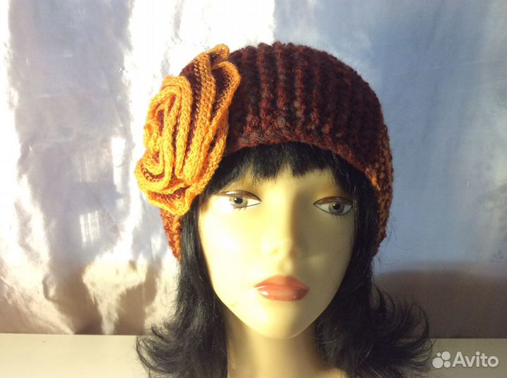 Роскошная шапочка ручной работы, р 55-57, арт 282